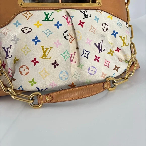 LOUIS VUITTON x TAKASHI MURAKAMI WHITE MULTICOLORE JUDY MM BAG - Picture 6 of 9